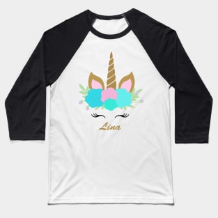 Unicorn Lina - Teal Baseball T-Shirt